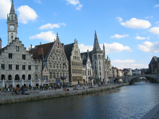 photo of old buildings along the river in Ghent